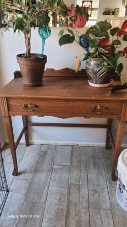Antique Oak Writing Desk with Drawer