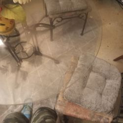 Glass Round Kitchen Table And 2 Chairs