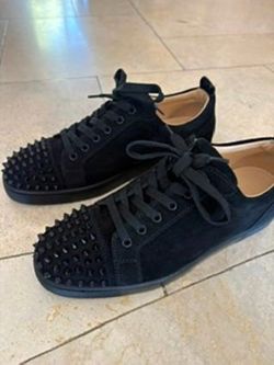 Christian Louboutin Louis Junior Spikes Flat Black Suede Men's Sneakers US 11
