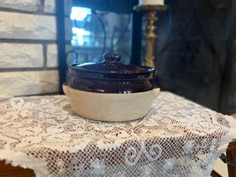 Vintage Stoneware Casserole Dish with Lid