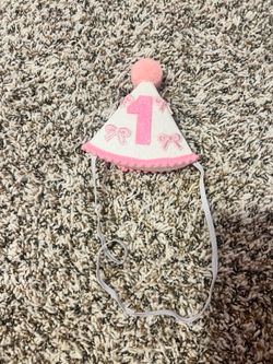 Baby girl 1 birthday hat with bows. Never used