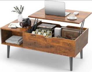 Sweetcrispy Coffee Table Liftable with Storage for Living Room
