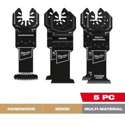 Milwaukee OPEN-LOK Variety Oscillating Blade Set w/ Japanese Hardwood Blade (5-Piece)