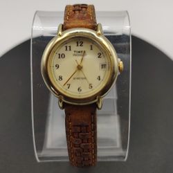 Vintage Timex INDIGLO Womens Quartz Watch Leather Braided Strap Fully Restored