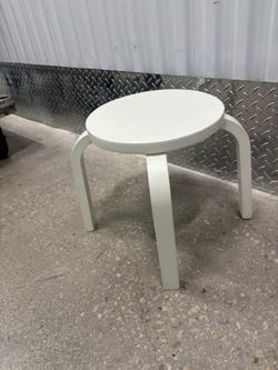 Small white Pottery Barn wooden plant stand … 11 1/2 around by 12 1/2 “ high $20