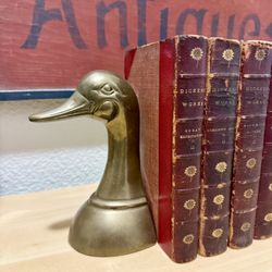 Whimsical Classic Brass Mallard Duck Bookend✨📚🦆