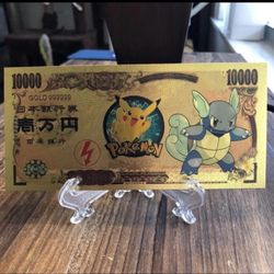 24k Gold Foil Plated Wartortle Pokemon Banknote 