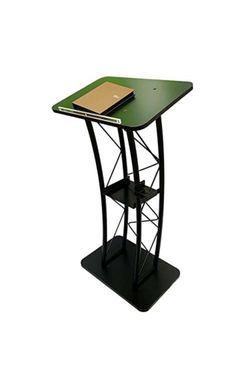 🎤 For Sale: Metal Black Podium / Pulpit Lectern – 47” Tall, Curved Design Perfect for Churches, Ceremonies, Public Speaking, & Presentations