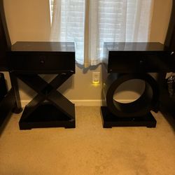 Black “X & O” Nightstands – (2 Available)