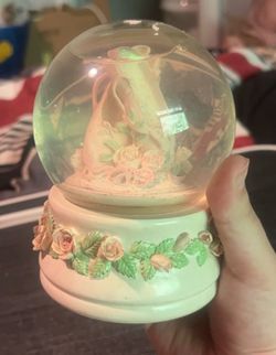 Vintage Ballerina Snow Globe with Floral Base