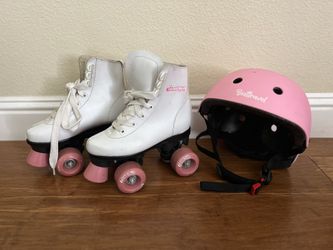Girls Size 12, Rollerskates And Helmet