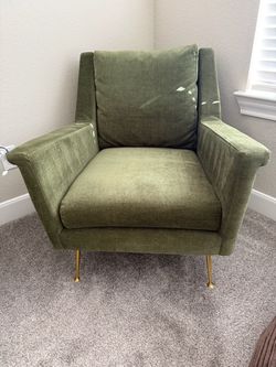 West Elm Green Velvet Accent Chair Gold Legs