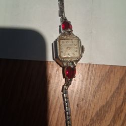 Watch Masterbilt Red Ruby ? Rhinestone?? . Vintage. Extremely Rare 