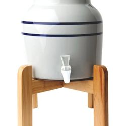 1 EUC Ceramic Water/Beverage Dispensers (One Wooden Stand) 
