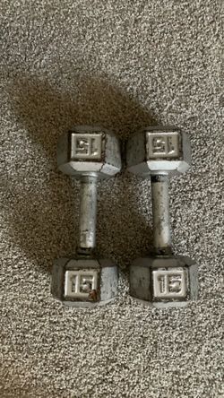Dirty 15 pound dumbbell set