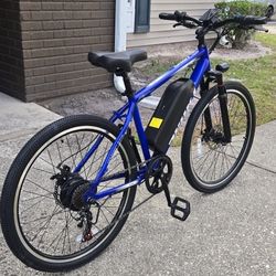 Blue Electric Bicycle 48v 23mph With Cruise Control 