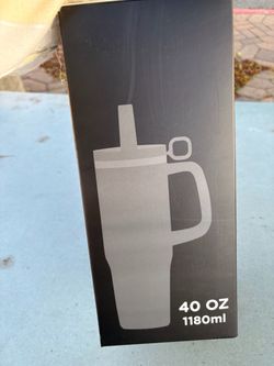 40 oz Steel Cup with Handle and Straw