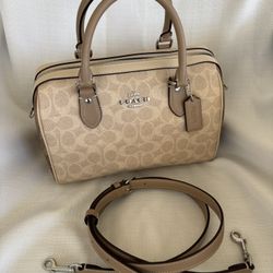 Coach Rowan Satchel β Beige Signature Canvas (Excellent Condition)