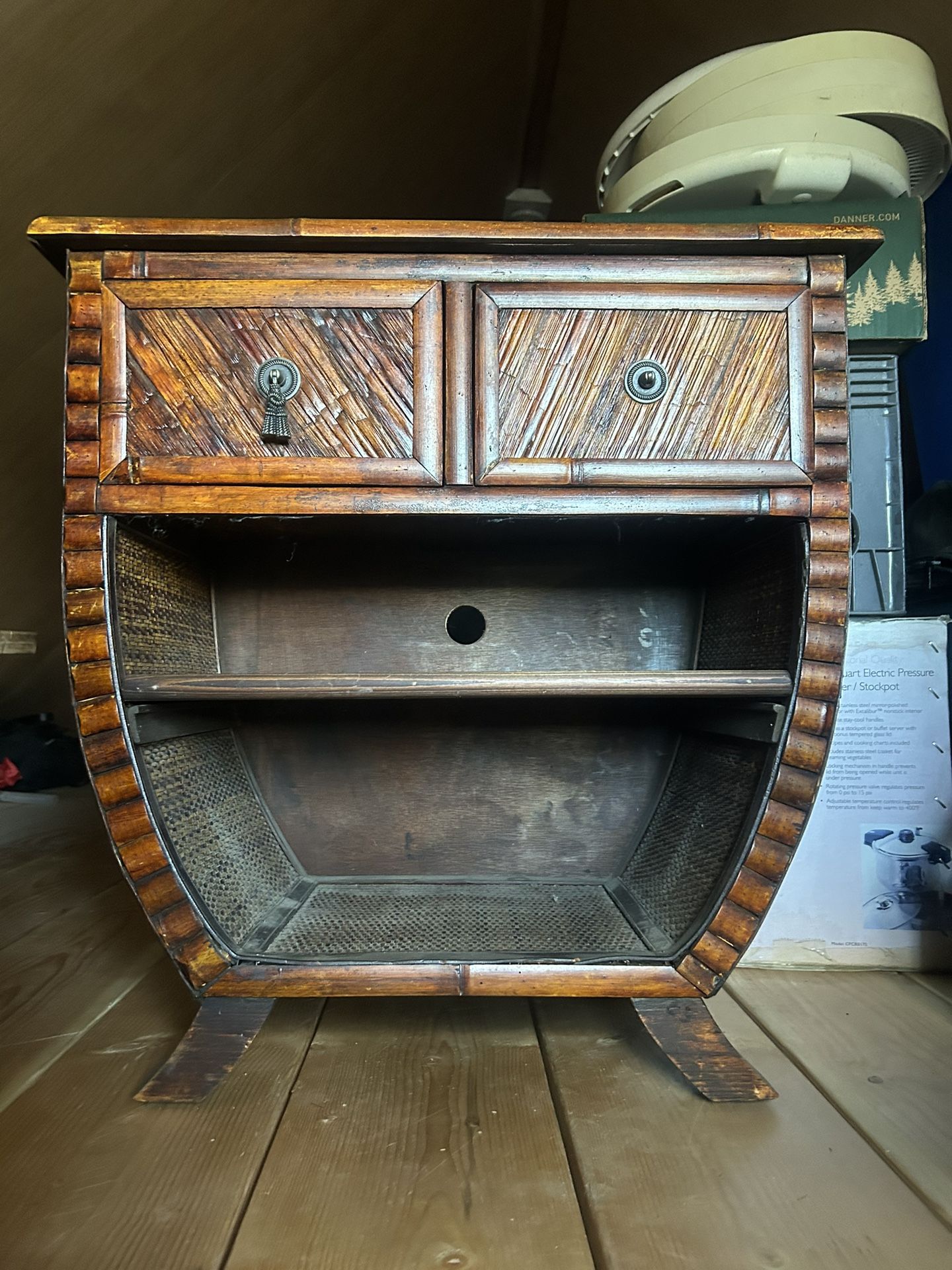 Mid-Century Vintage Bamboo And Rattan Side Table