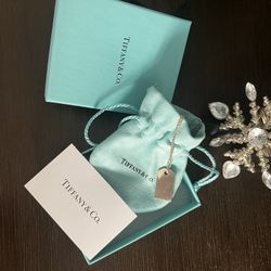 Tiffany & Co. Sterling Silver Rectangle Blank Pendant Necklace