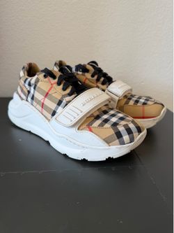 Burberry Vintage Check Strap Sneakers Size 37 Italy Canvas White Logo Shoes