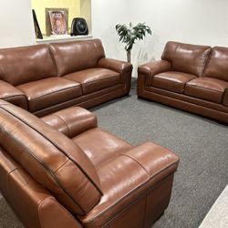 Furniture- 100% Genuine Top Grain Leather Sofa- Myars 