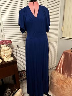 💙 NY & Company Royal Blue Maxi Dress – Size Large | Elegant Flowy Dress
