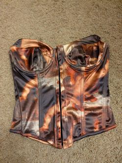 Stretchy Satin Corset Crop Top - Size Small