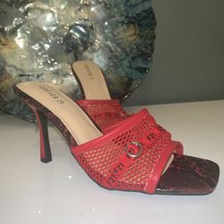 Forever 21 Womens Heels Red Mesh 3 Inch Heels New 7.5