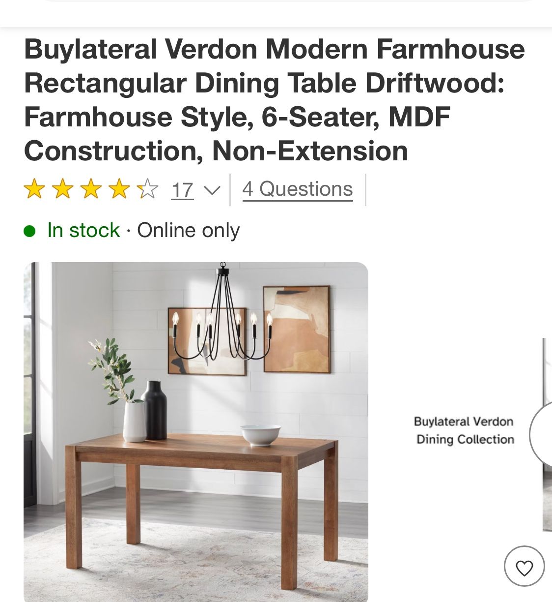 New! Buylateral Verdon Modern Farmhouse Rectangular Dining Table Driftwood: Farmhouse Style, seats 6