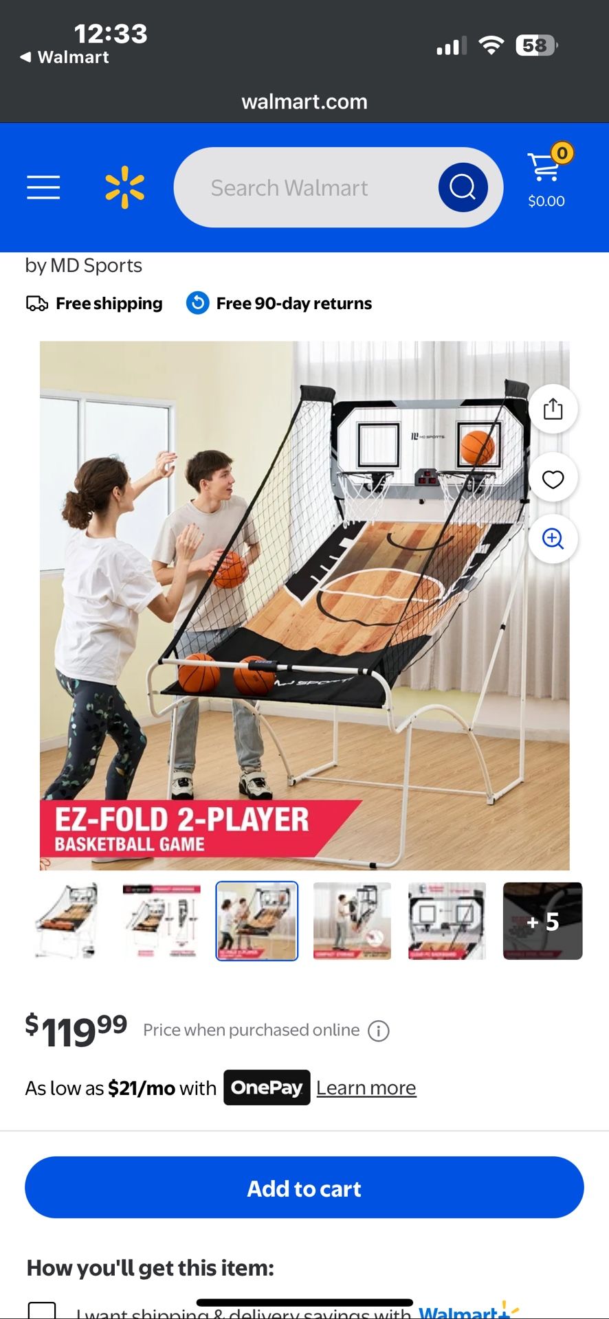 MD Sports EZ-fold Multiplayer Arcade Basketball Game 