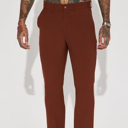 NOVAMEN Golden Hour Slit Slim Flare Trousers - Brown Size 40