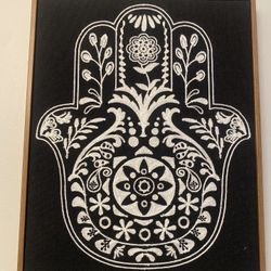 Hamsa Hand Stitched Canvas Art