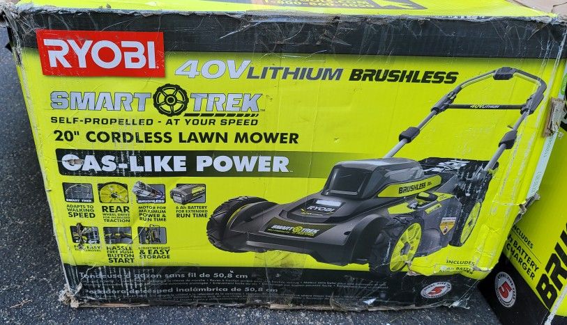 Ryobi 20" 40V Brushless Cordless Smart Trek Self-Propelled Walk Behind Mower