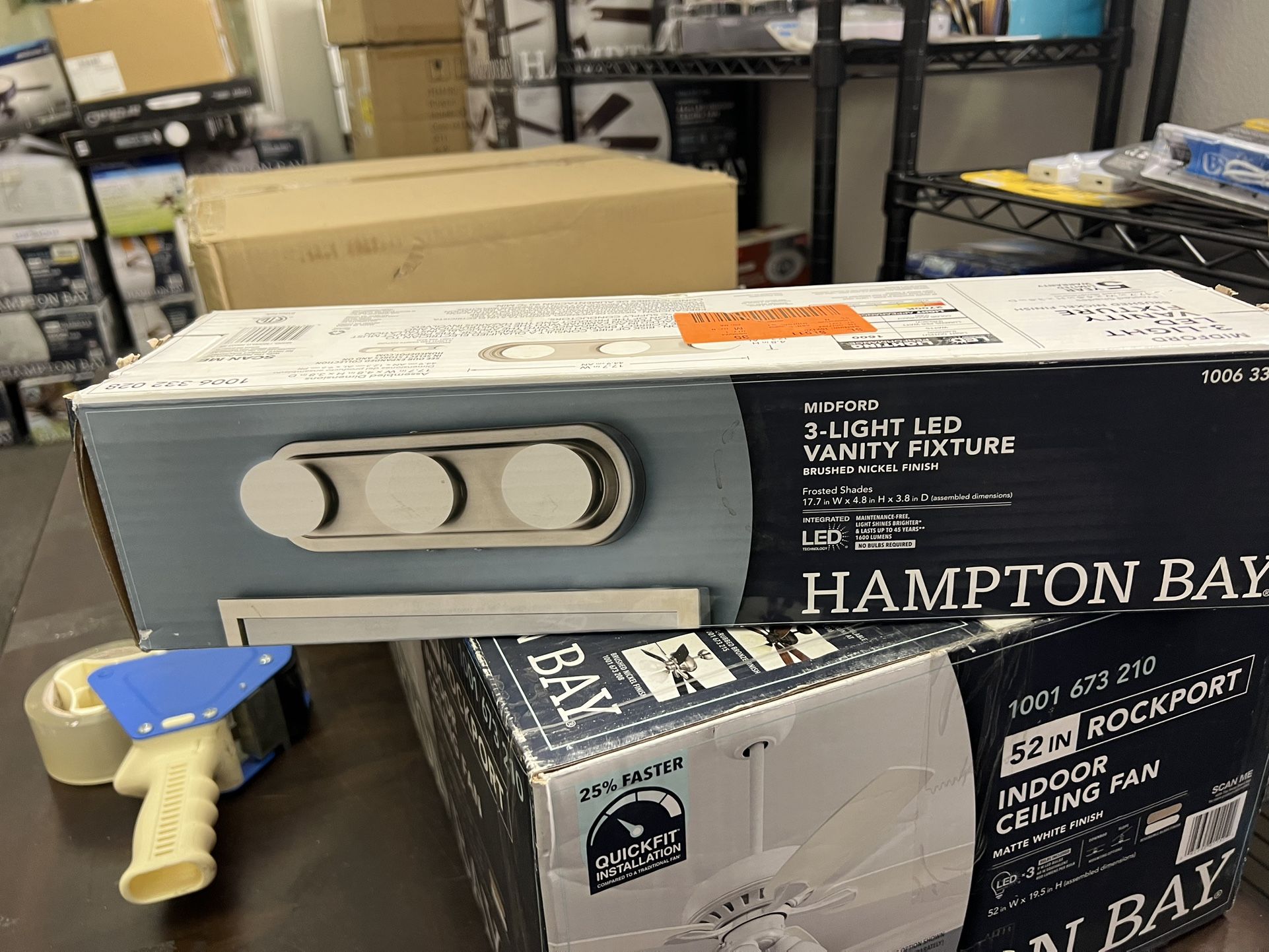 3-LIGHT LED VANITY FIXTURE BRUSHED NICKEL FINISH Frosted Shades 17.7 in W x 4.8 in H x 3.8 in D (assembled dimensions) INTEGRATED LAINTENANCE-FREHTER 