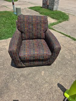 Upholstered Accent Chair with Polka Dot Pattern