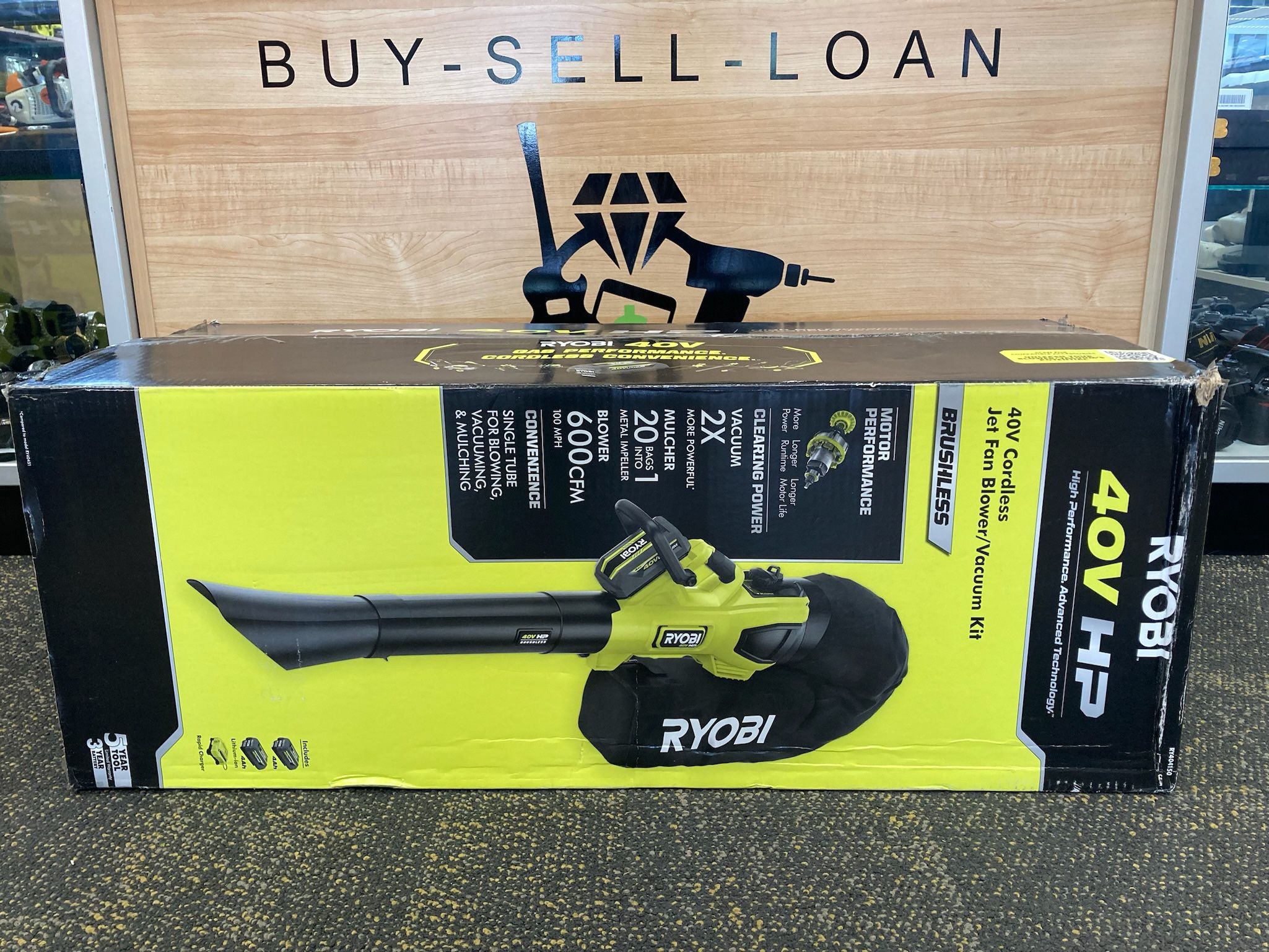 RYOBI RY404150 40V HP Brushless Leaf Blower/Mulcher/Vacuum 