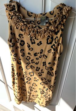 Taylor Leopard Print Ruffle Neck Mini Dress - Tan and Black