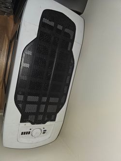White CPU tower, very cute with lights and motherboard.