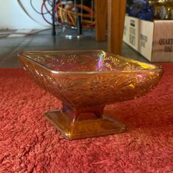 Vintage Amber Carnival Glass Dish 