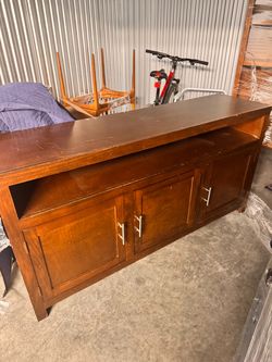Wood TV Stand with Cabinet Storage