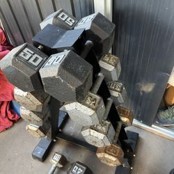 Dumbbells 335 lbs + Super Heavy Duty Rack