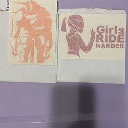Decorative Decals Male Bicyclist And Female Motorbike Rider $5 Each