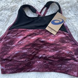 Women's Pink and Black Sports Bra ASICS New Size Medium 