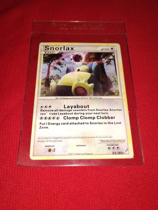 Rare Old 2011 Pokemon Card - Snorlax #33/95