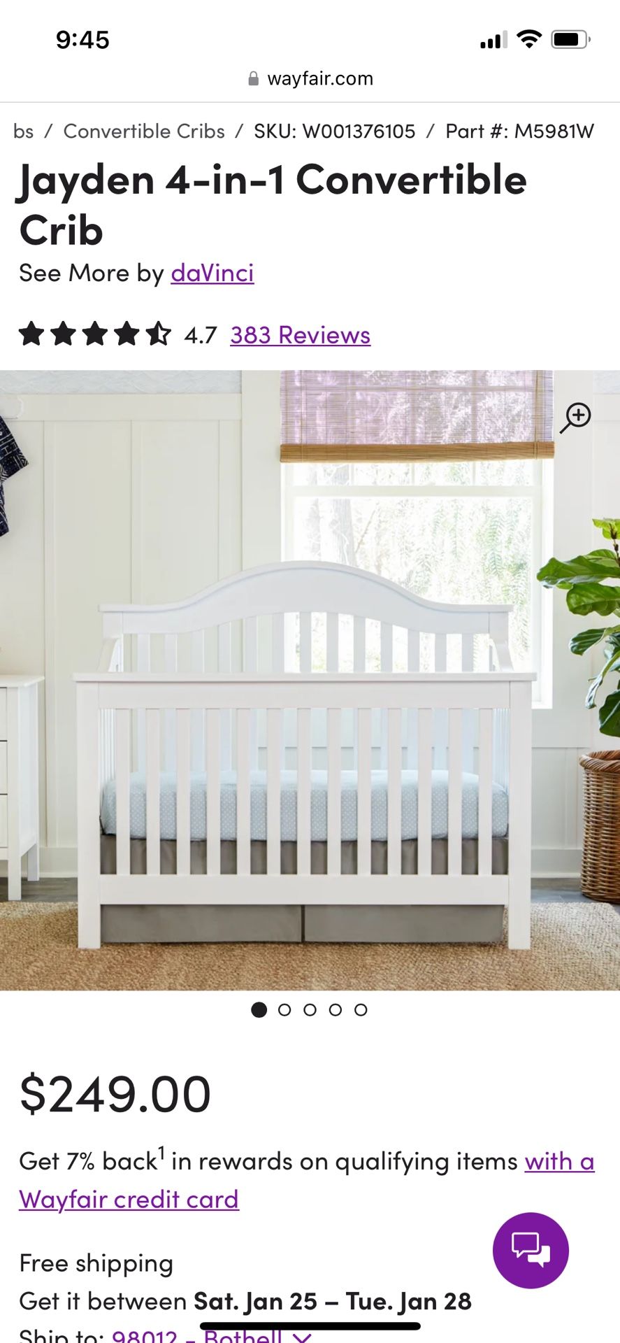 Jayden 4-in-1 Convertible Crib