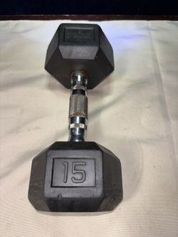 One 15 Lb Rubber-Encased Dumbbell 