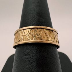 Jewelry 18k Rose Gold Organic Texture Band Ring 7mm Size 8.75