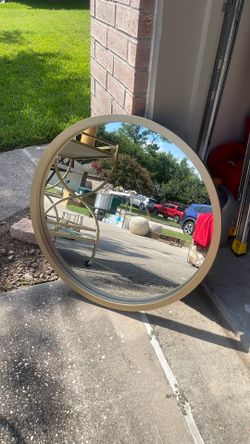 Large Round Gold Mirror 