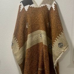 Peruvian Wool Alpaca Poncho One Size Unisex